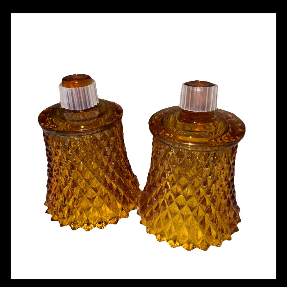 Homco Amber Peg Votive Cup Candle Holders